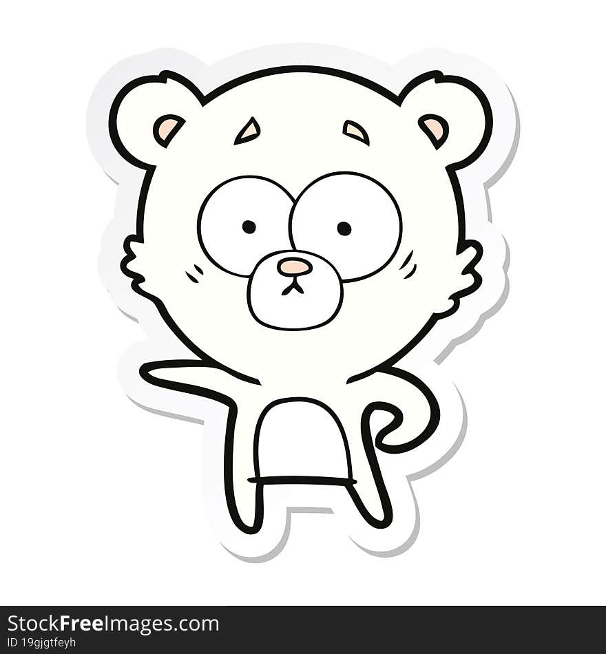 sticker of a surprised polar bear cartoon