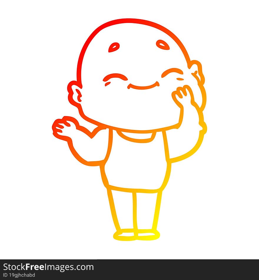 warm gradient line drawing cartoon happy bald man