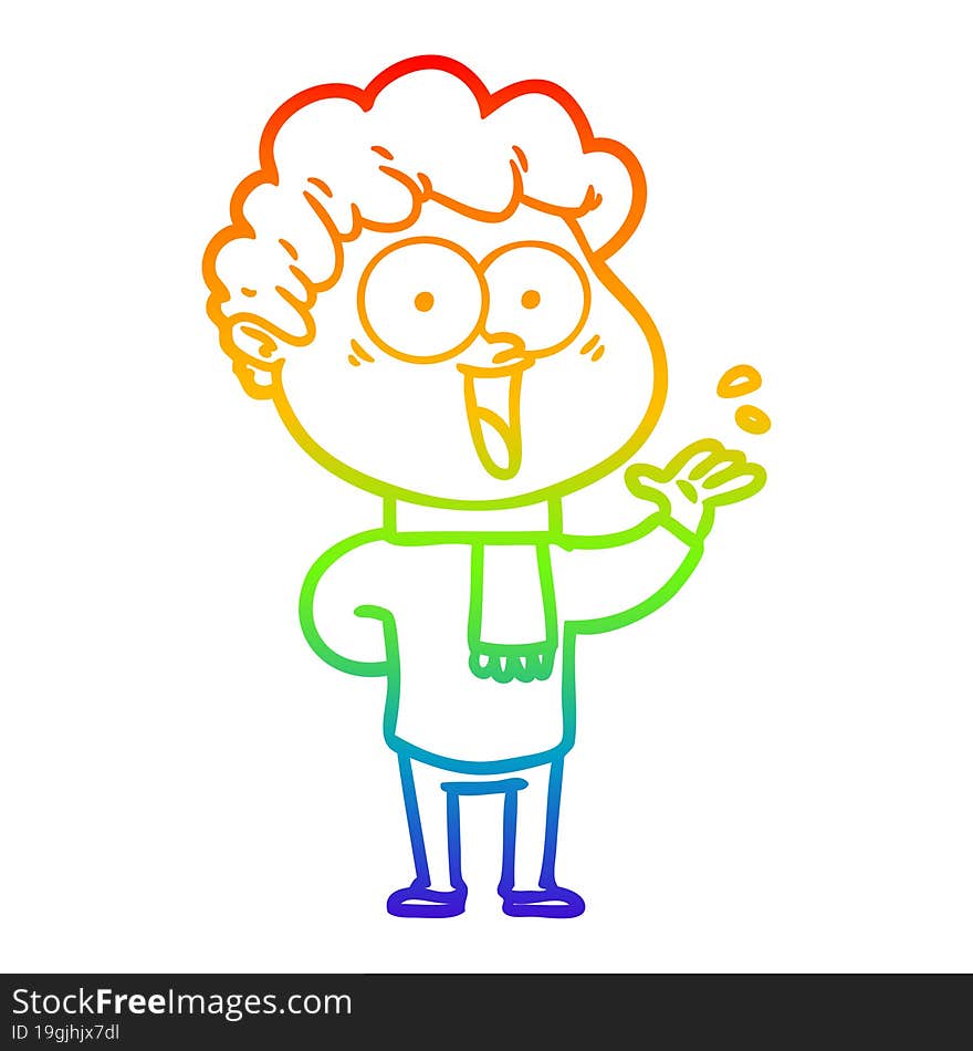 rainbow gradient line drawing cartoon happy man