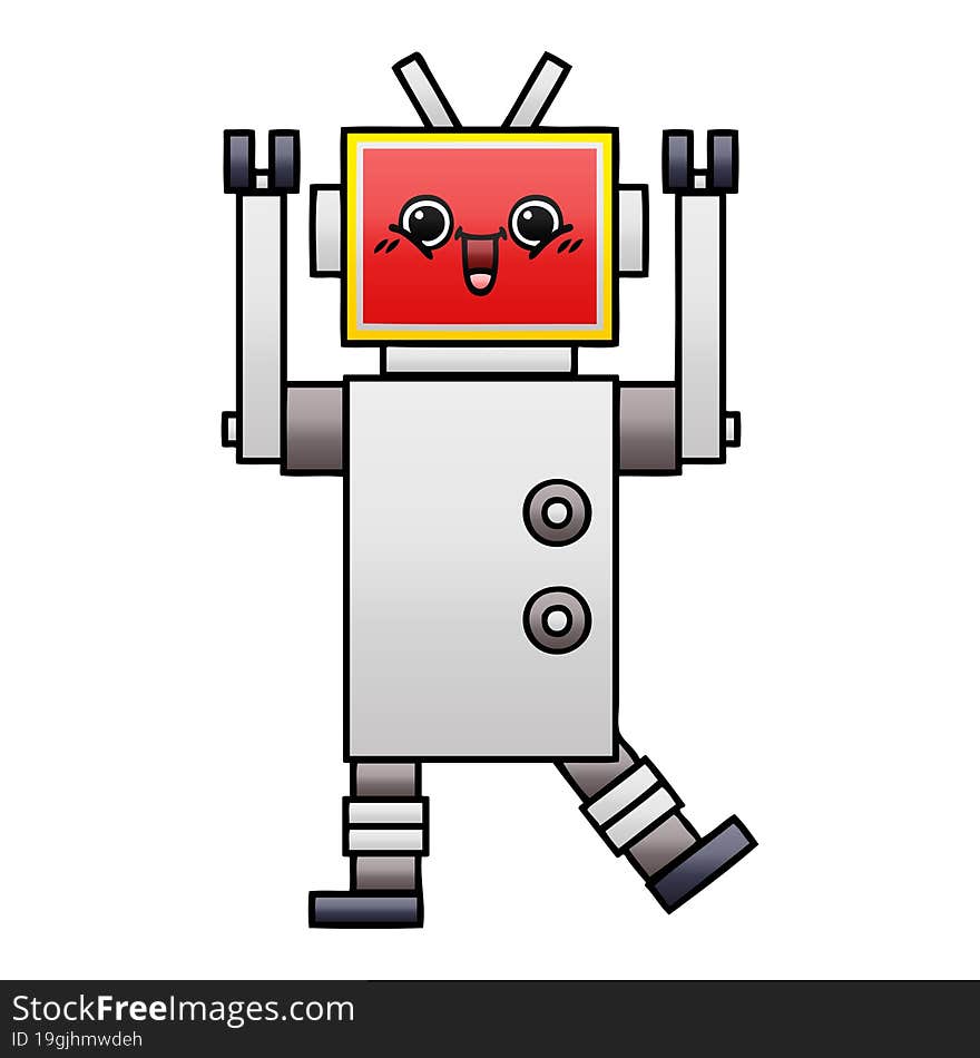 gradient shaded cartoon of a happy robot