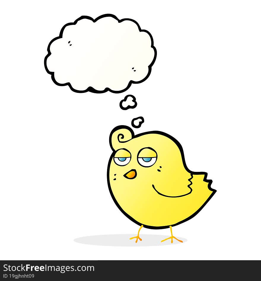 cartoon bird with thought bubble