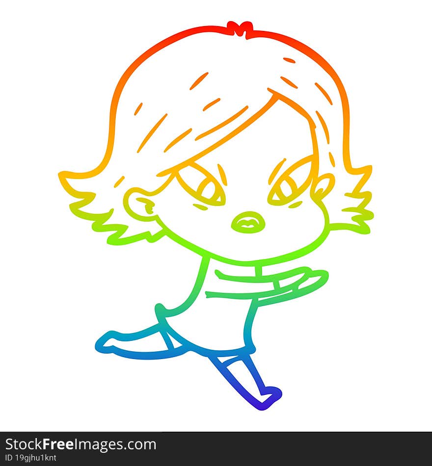 rainbow gradient line drawing cartoon stressed woman