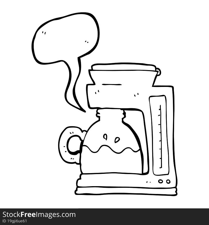 speech bubble cartoon coffee filter machine