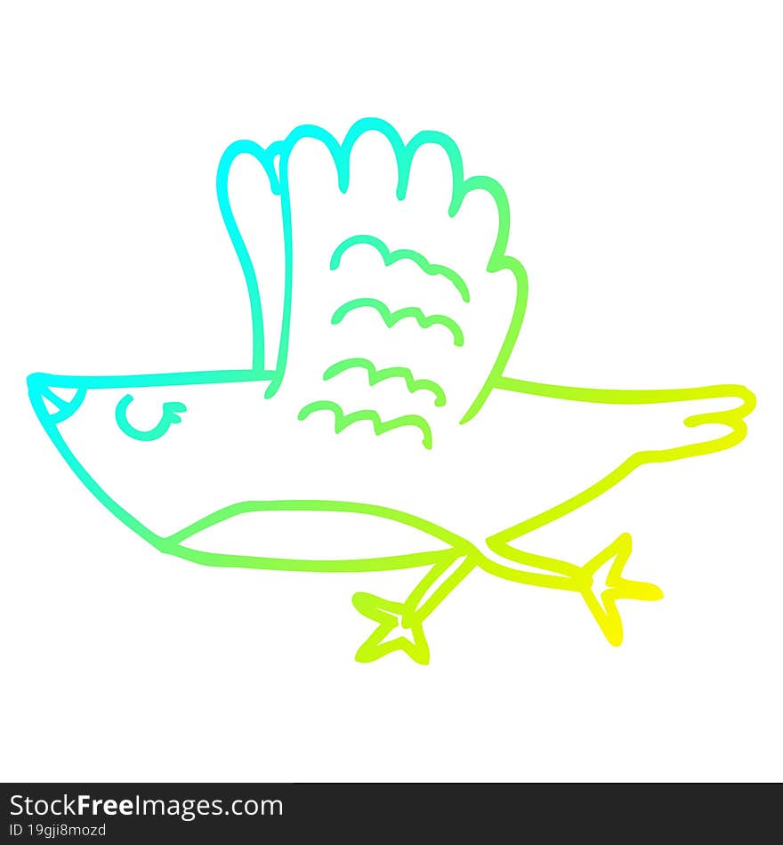 cold gradient line drawing cartoon bird