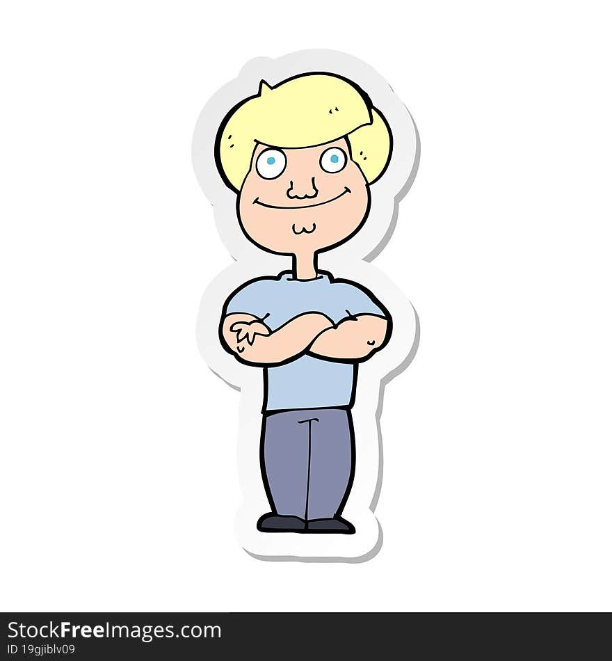 sticker of a cartoon happy man