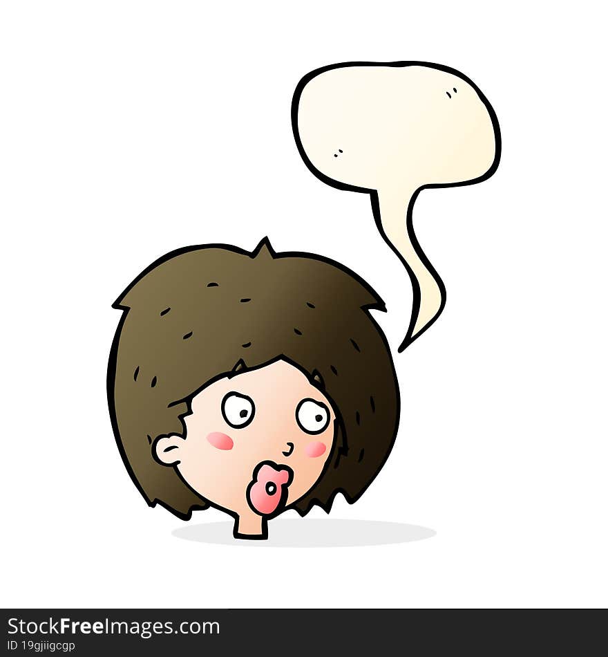 cartoon woman looking with speech bubble