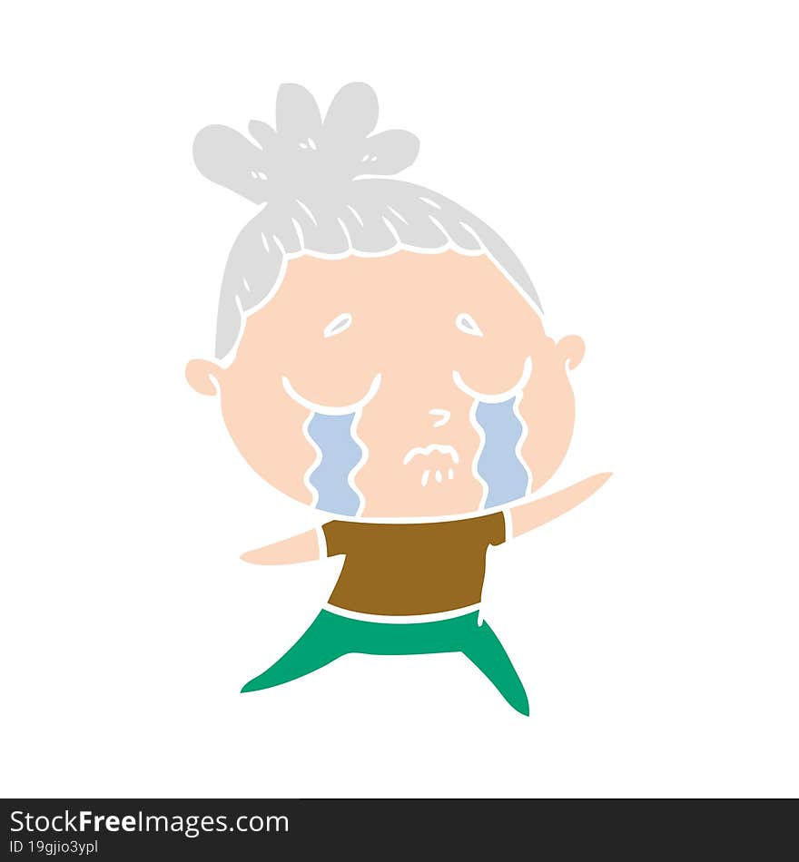 flat color style cartoon crying woman