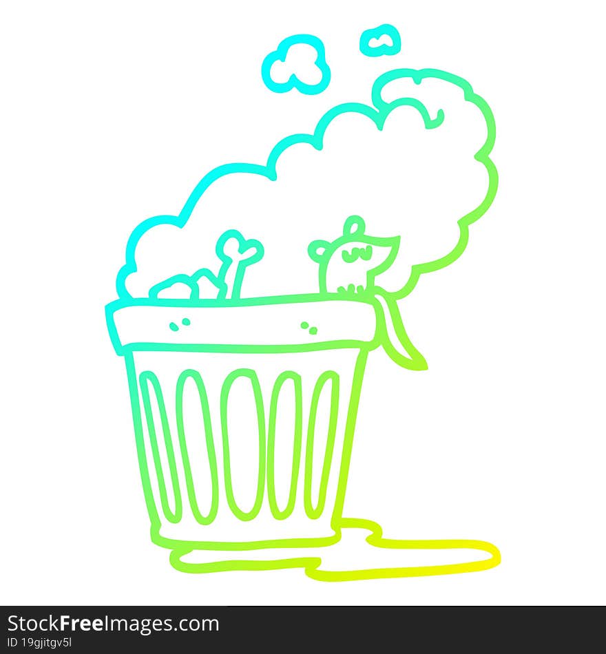 cold gradient line drawing cartoon smelly garbage can