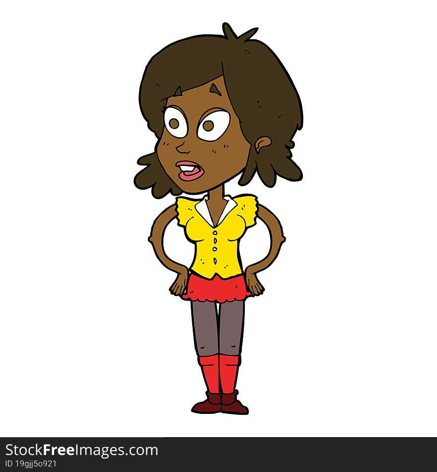 cartoon woman with hands on hips