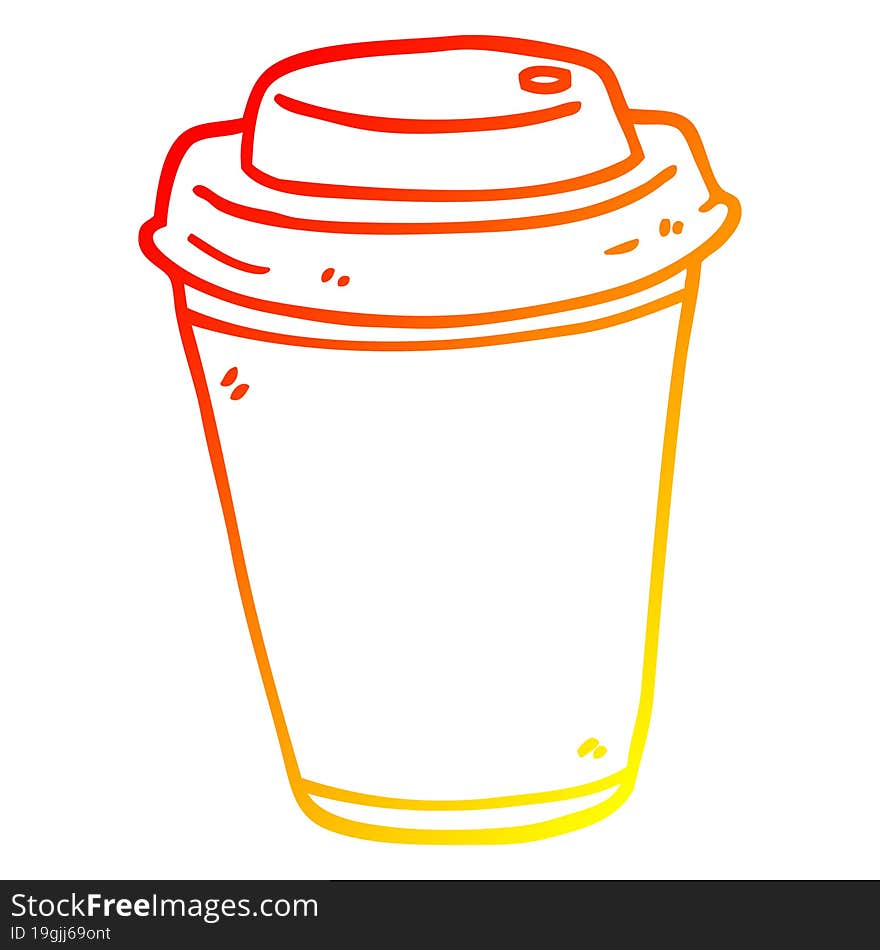 warm gradient line drawing cartoon takeout coffee cup