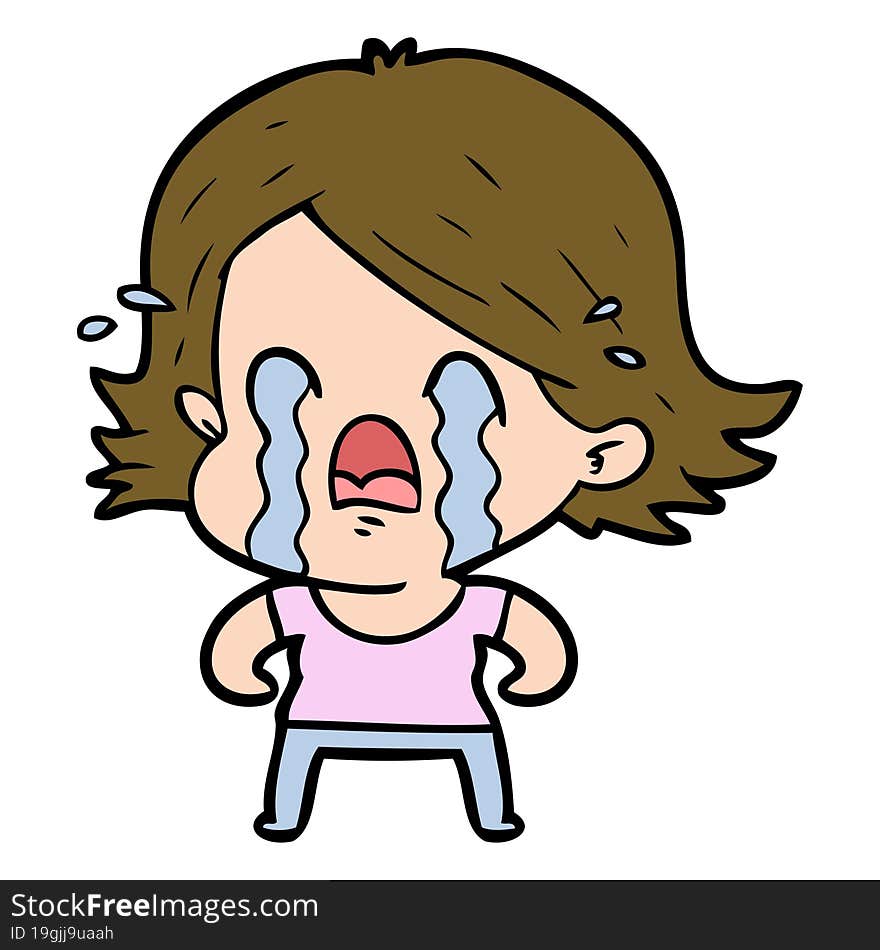 cartoon woman crying. cartoon woman crying