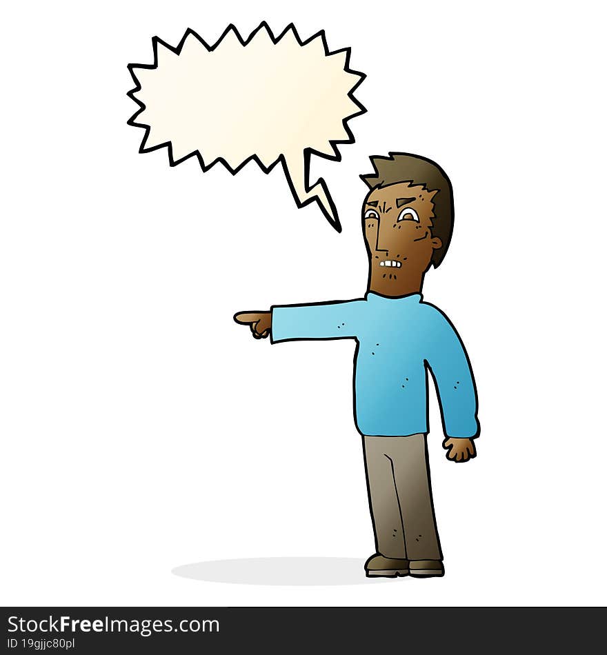 cartoon angry man pointing with speech bubble