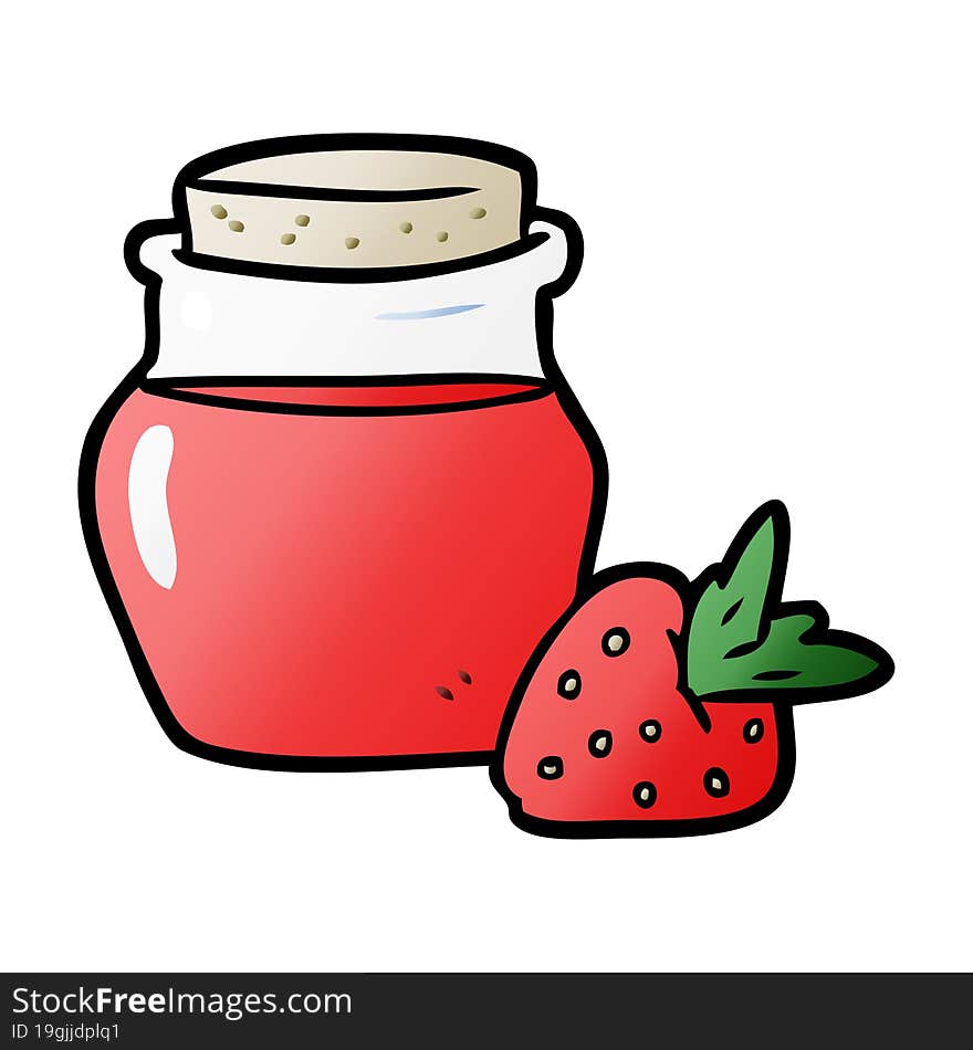 cartoon jar of strawberry jam. cartoon jar of strawberry jam