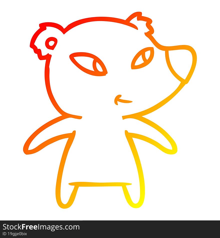 warm gradient line drawing cute cartoon bear