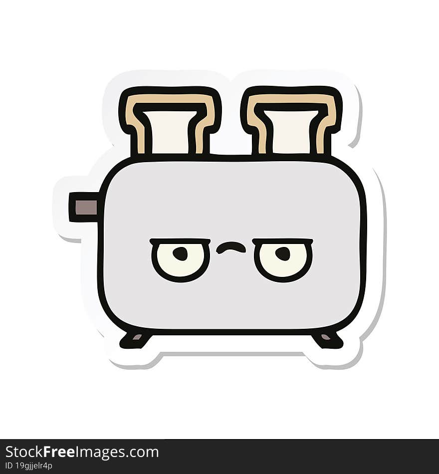 sticker of a cute cartoon of a toaster