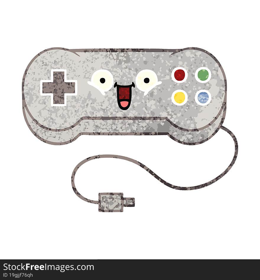 retro illustration style cartoon game controller