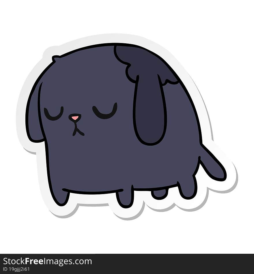 sticker cartoon of cute sad kawaii dog