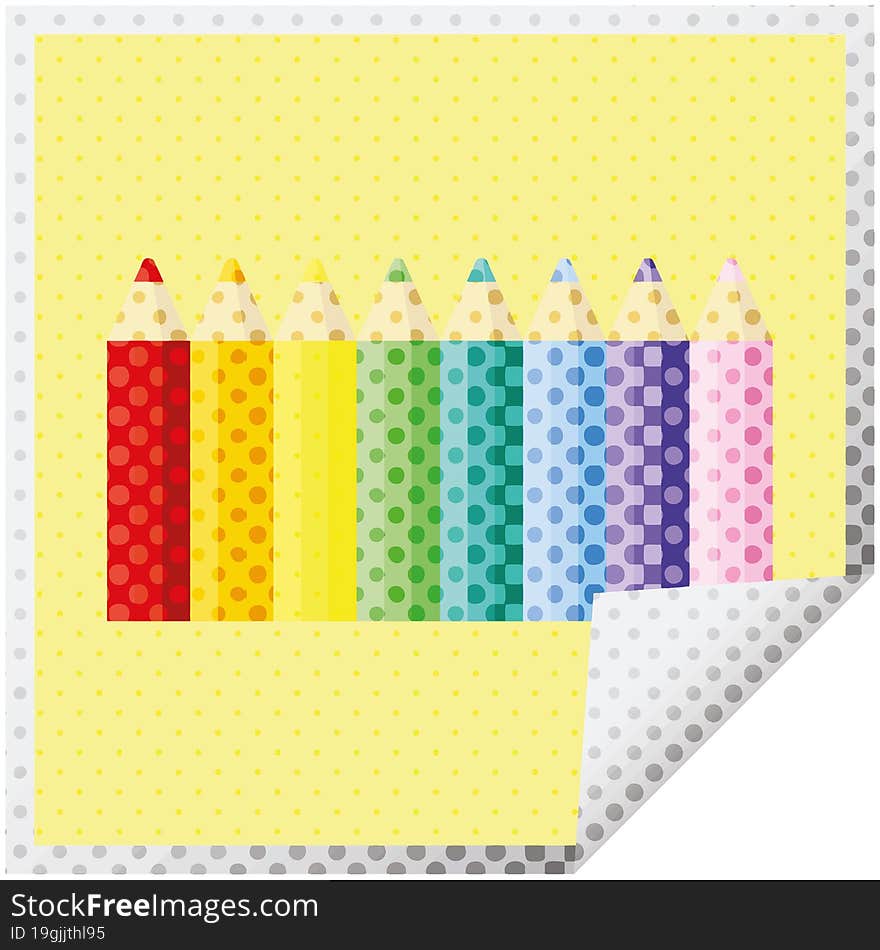 Color Pencils Graphic Square Sticker