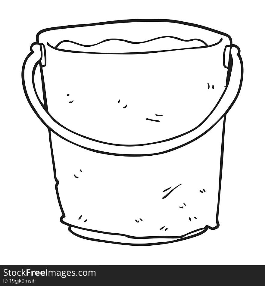 black and white cartoon bucket of water