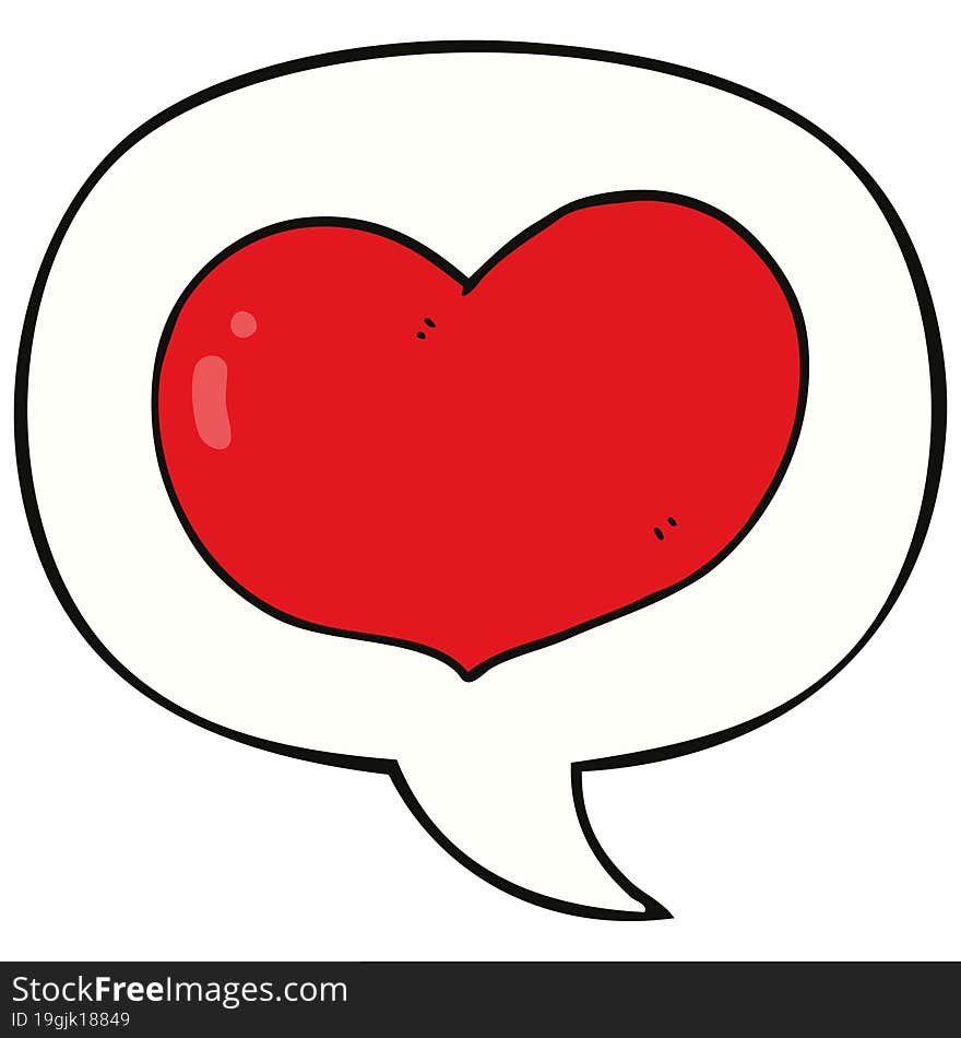 cartoon love heart with speech bubble. cartoon love heart with speech bubble