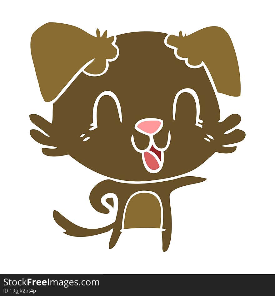 laughing flat color style cartoon dog