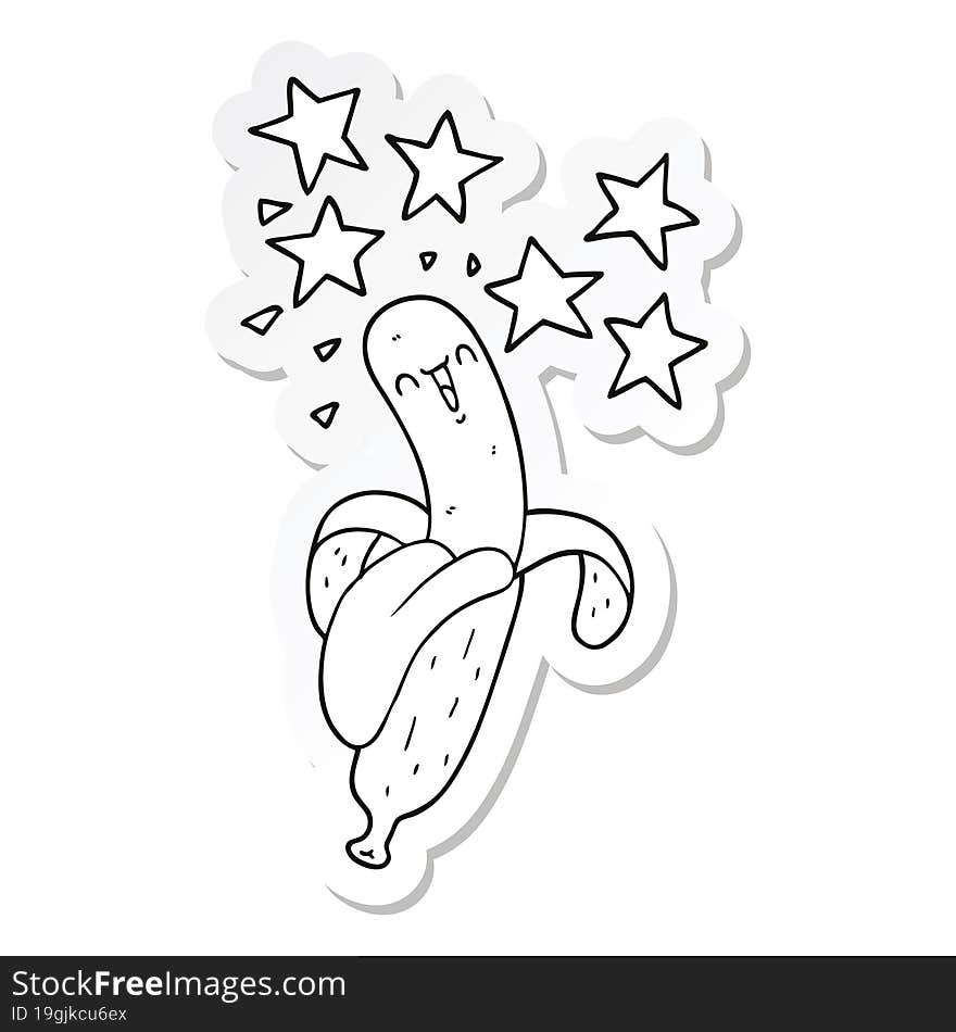 sticker of a cartoon magic banana