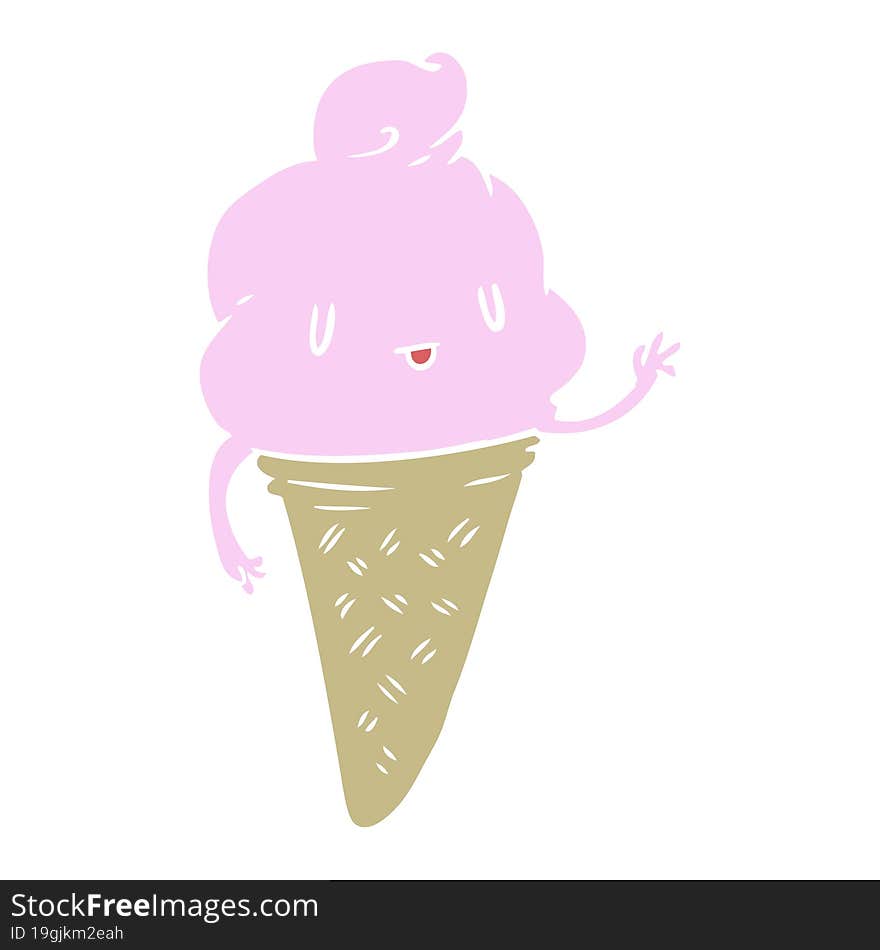 Cute Flat Color Style Cartoon Ice Cream