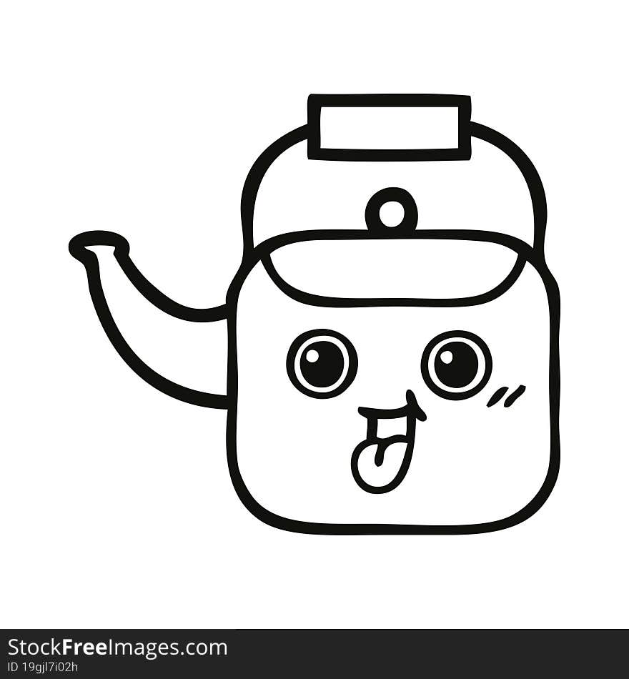 line drawing cartoon kettle