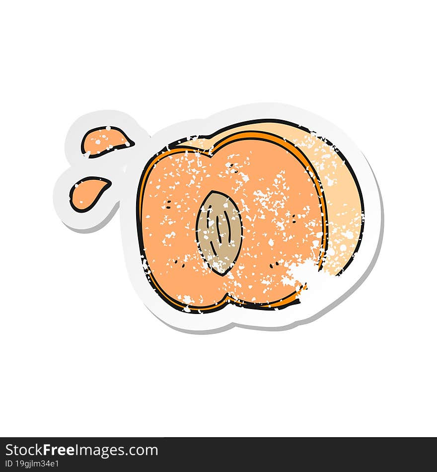 Retro Distressed Sticker Of A Cartoon Juicy Peach