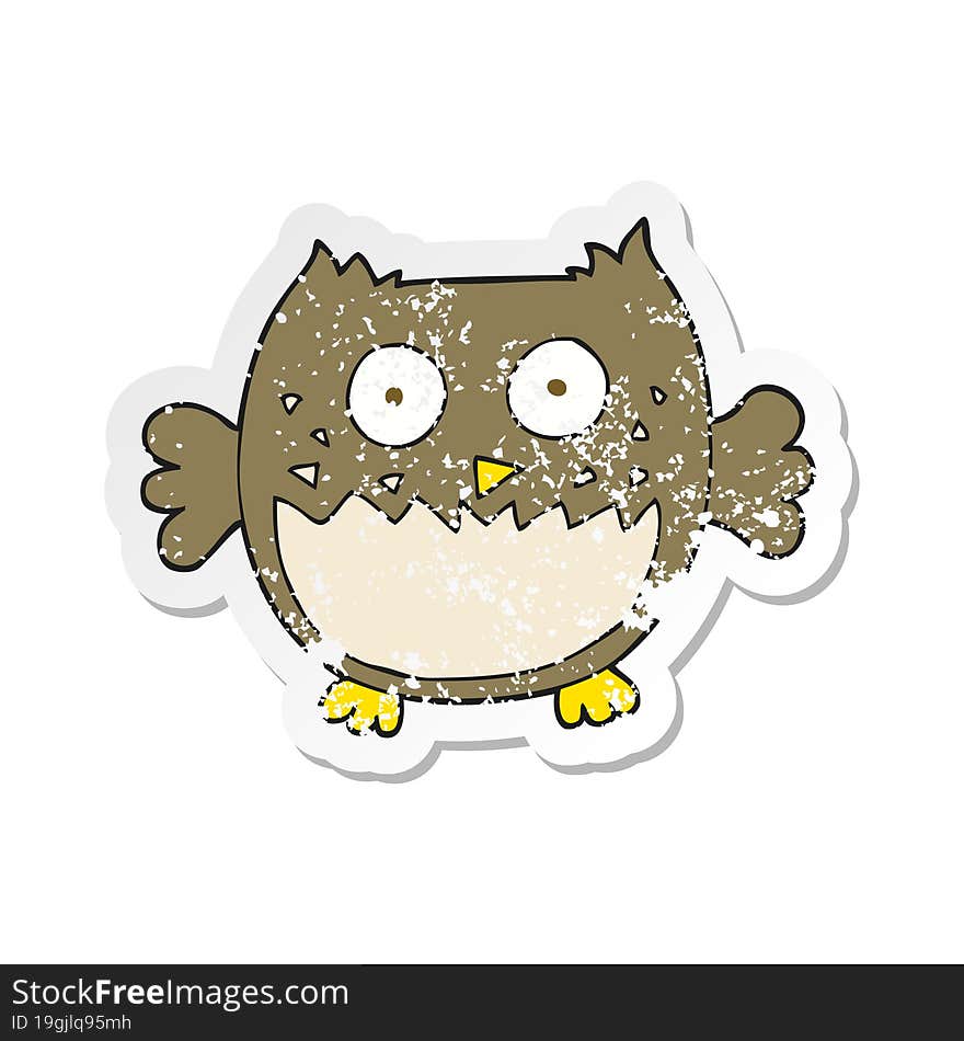 Retro Distressed Sticker Of A Cartoon Owl