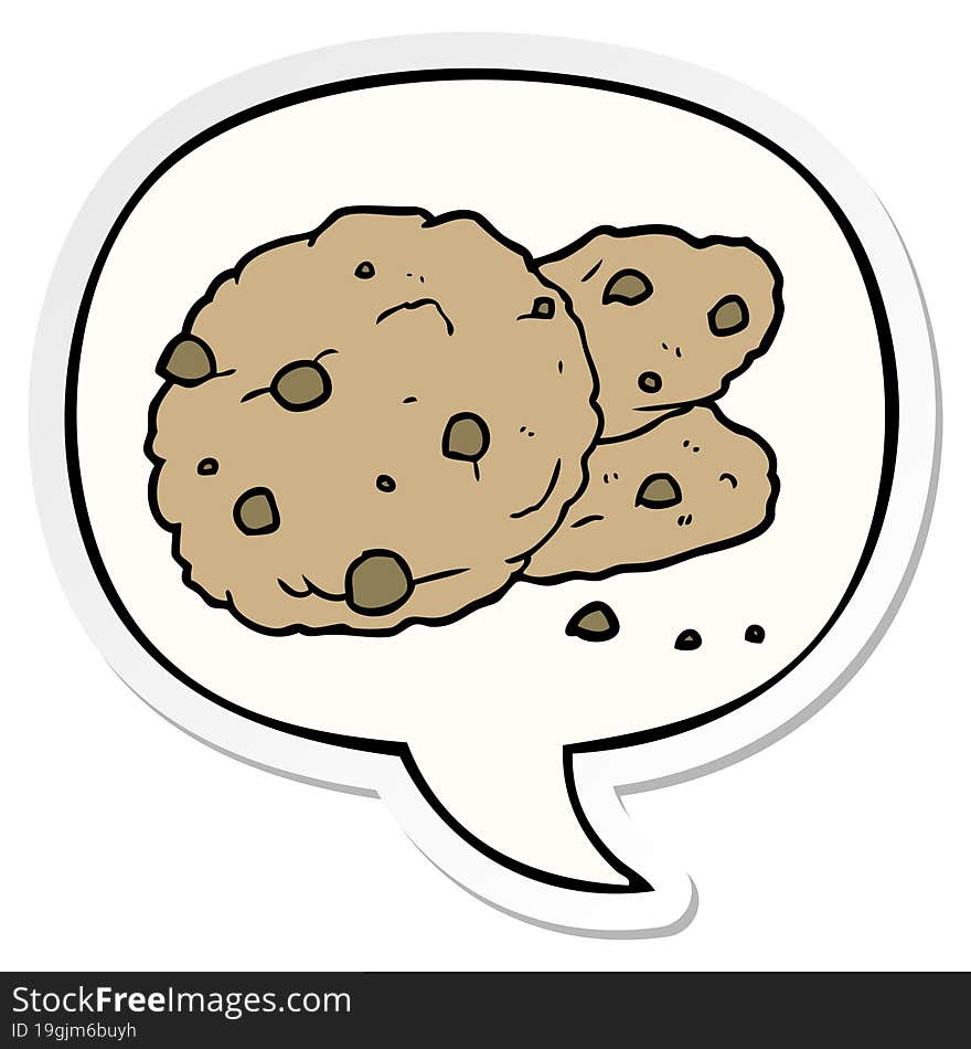 cartoon cookies and speech bubble sticker