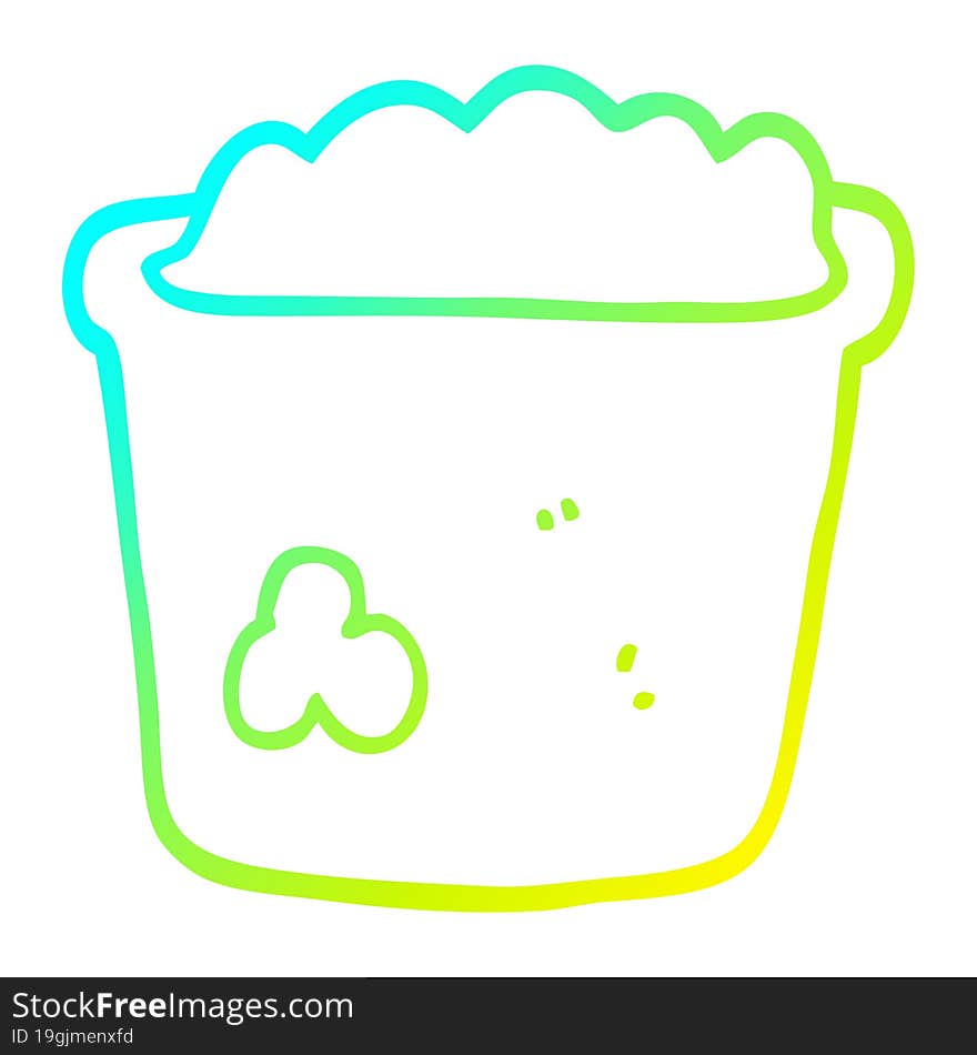 cold gradient line drawing cartoon pot of earth