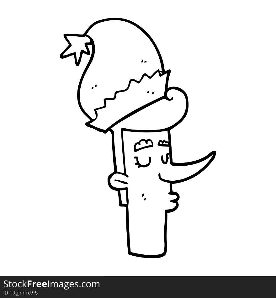 cartoon man in christmas hat