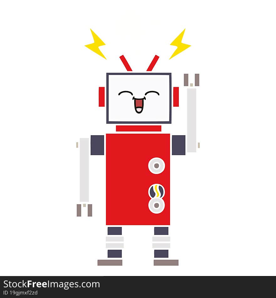 Flat Color Retro Cartoon Robot