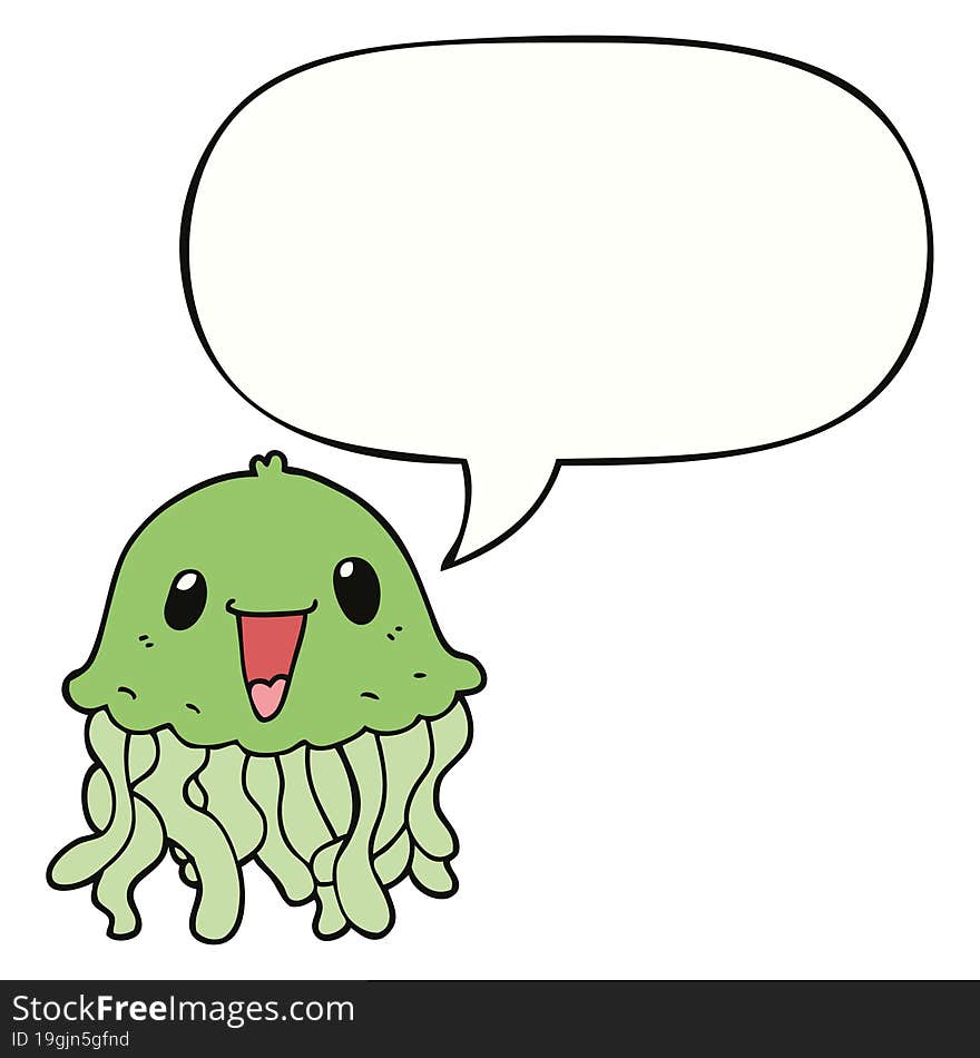 cartoon jellyfish with speech bubble. cartoon jellyfish with speech bubble