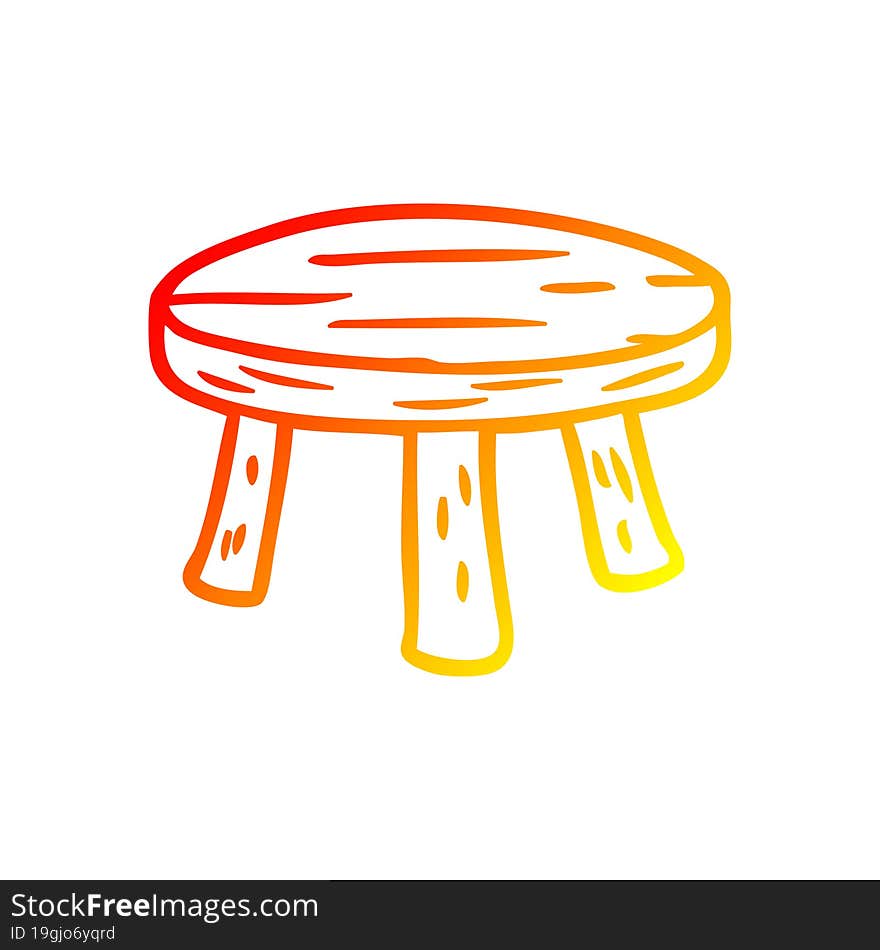 Warm Gradient Line Drawing Small Wooden Stool