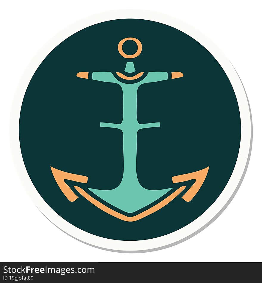 tattoo style sticker of an anchor