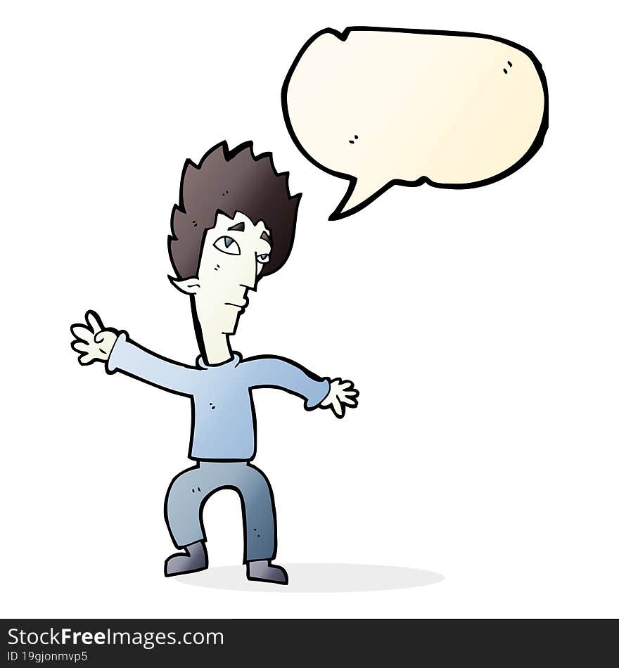 Cartoon Vampire Man With Speech Bubble