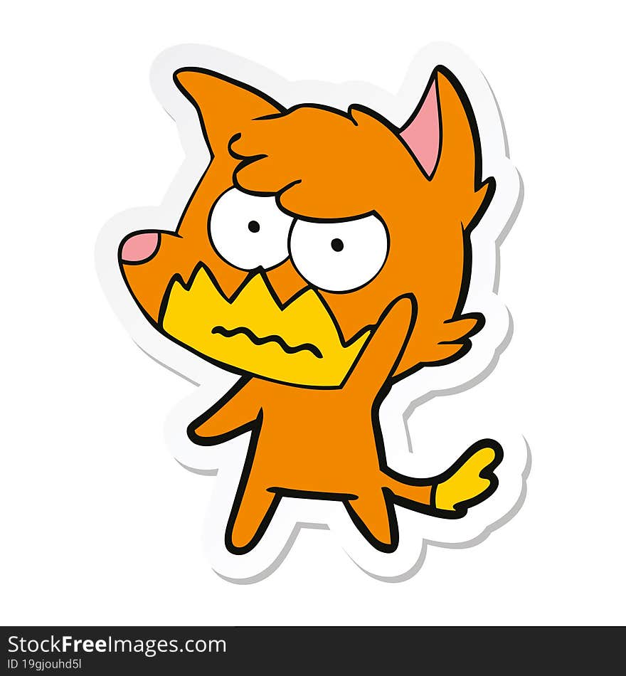 sticker of a cartoon annoyed fox