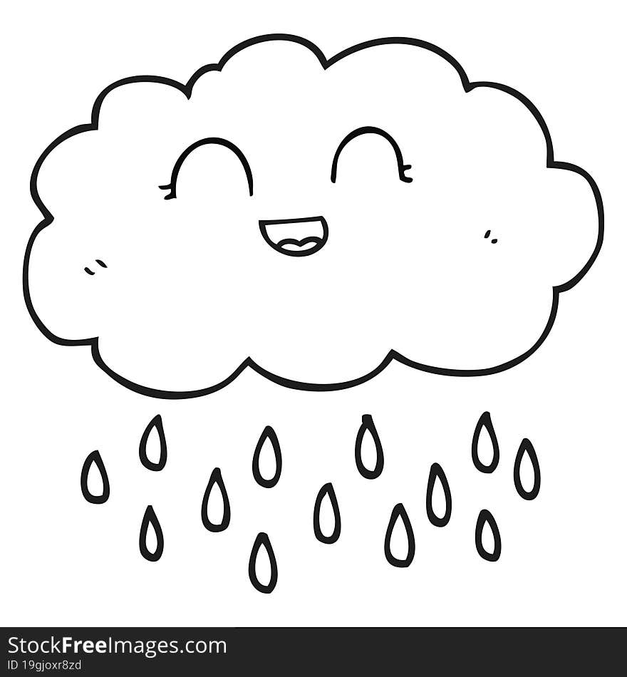 black and white cartoon rain cloud