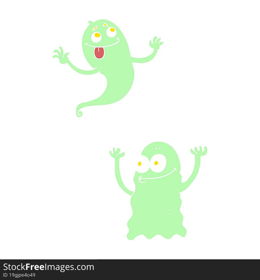 flat color illustration of a cartoon ghosts