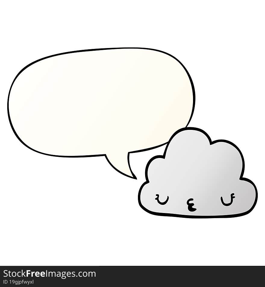 cute cartoon cloud and speech bubble in smooth gradient style