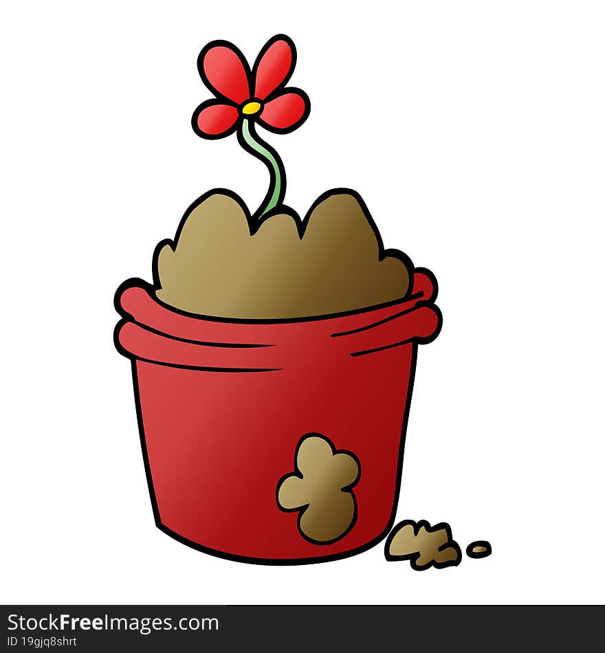 cartoon doodle flower pot