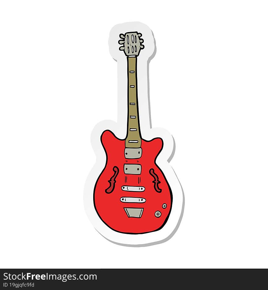 sticker of a cartoon electric guitar