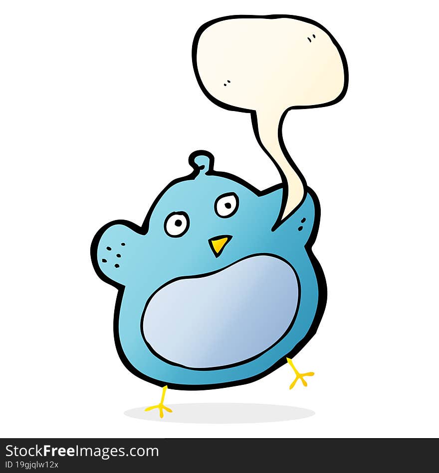 Cartoon Fat Bird With Speech Bubble