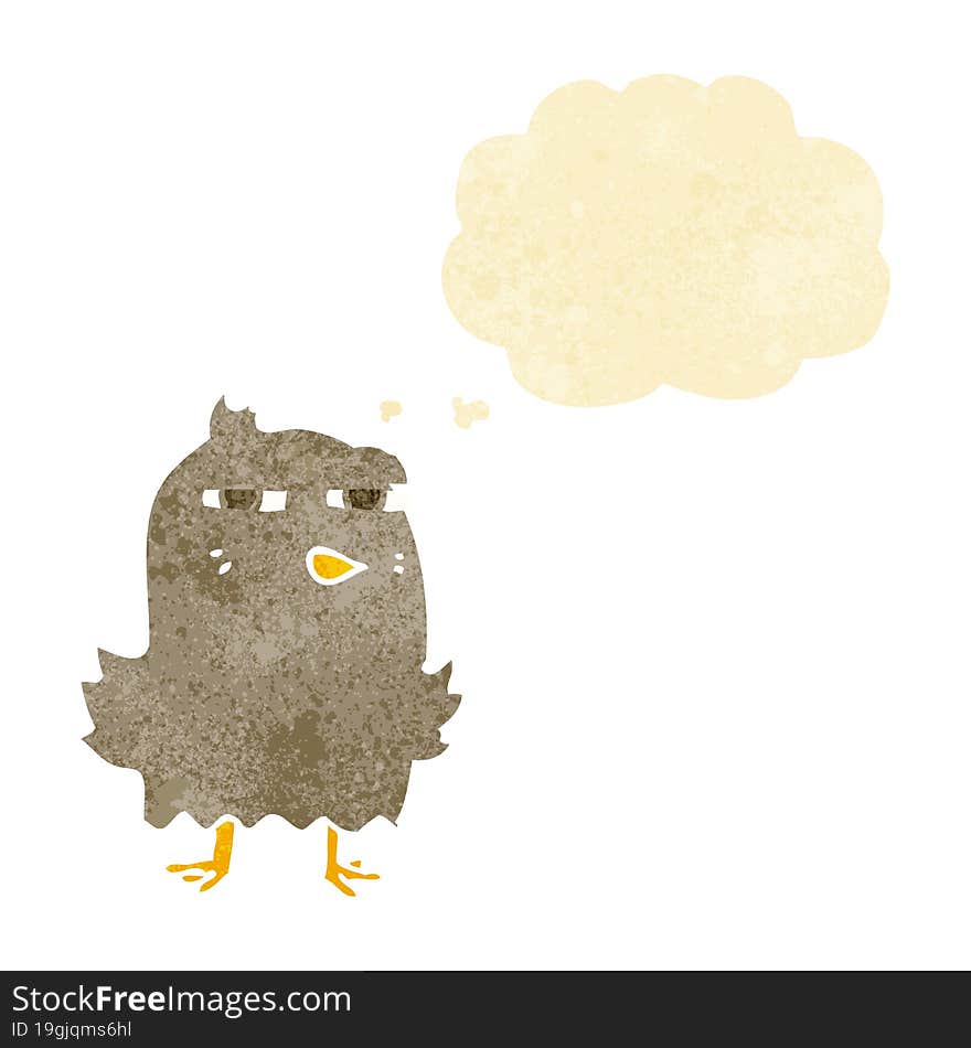 Funny Cartoon Bird With Thought Bubble