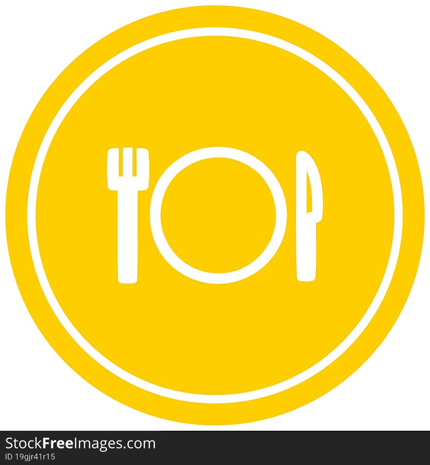 Knife Fork And Plate Circular Icon