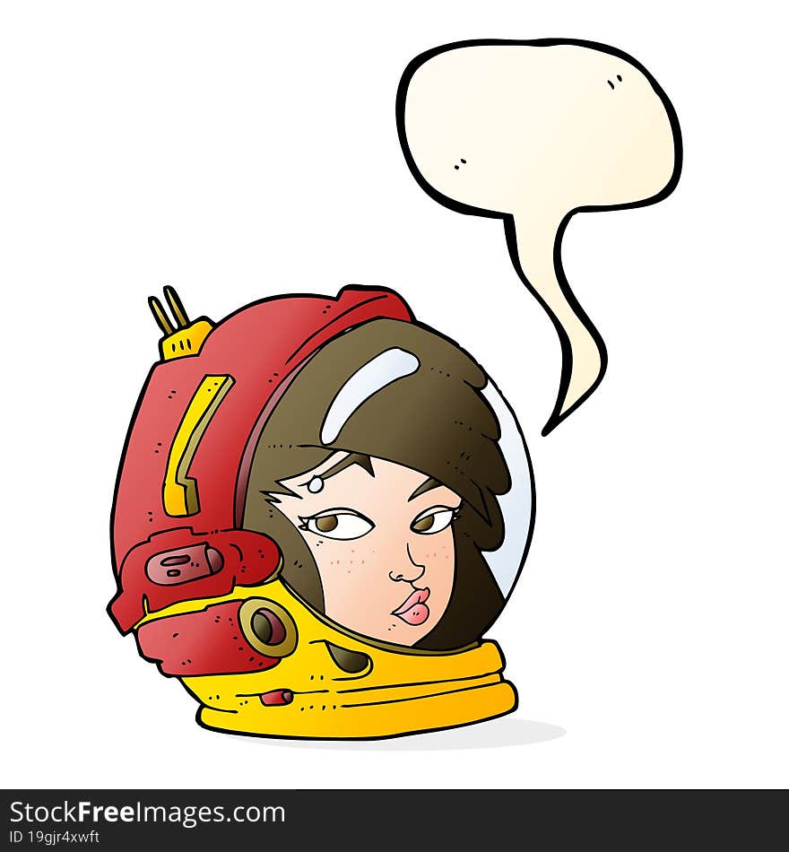 Cartoon Female Astronaut With Speech Bubble