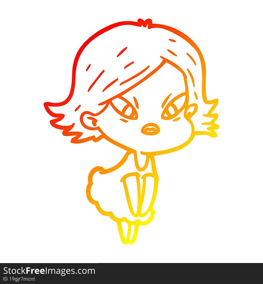 warm gradient line drawing of a cartoon stressed woman