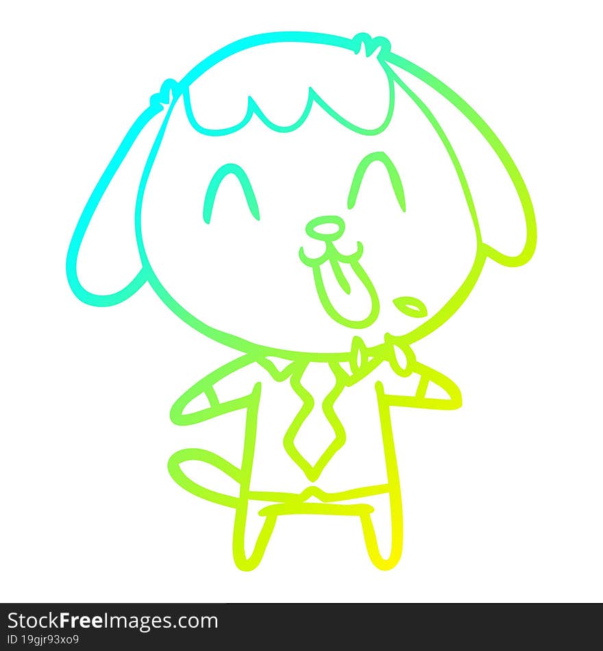 Cold Gradient Line Drawing Cute Cartoon Dog